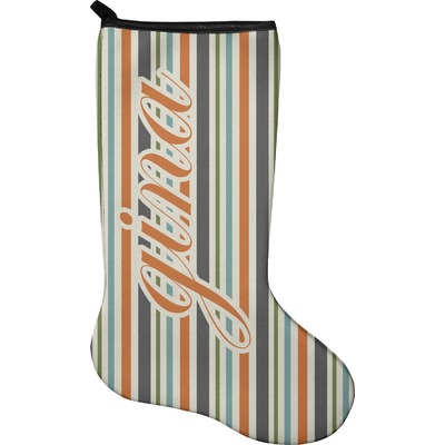 Custom Orange & Blue Stripes Holiday Stocking - Neoprene (Personalized)