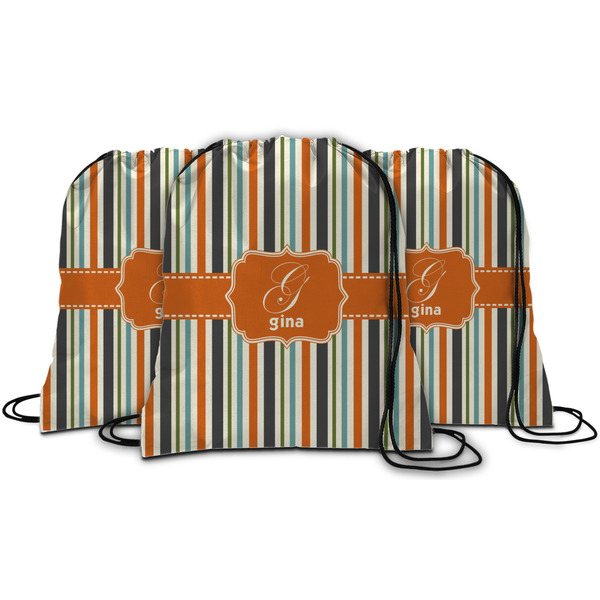 Orange & Blue Stripes String Backpack - MAIN