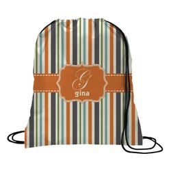Orange & Blue Stripes Drawstring Backpack - Large (Personalized)