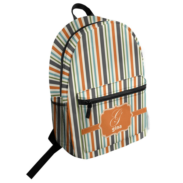 Custom Orange & Blue Stripes Student Backpack (Personalized)