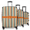 Orange & Blue Stripes 3 Piece Luggage Set - 20" Carry On, 24" Medium Checked, 28" Large Checked (Personalized)
