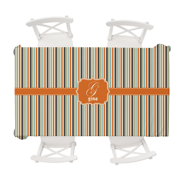 Custom Orange & Blue Stripes Tablecloth - 58"x102" (Personalized)