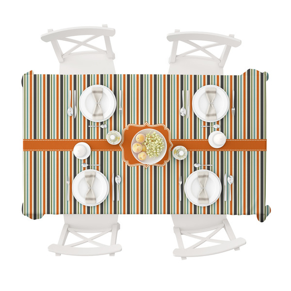 Orange & Blue Stripes Tablecloths (58"x102") - TOP VIEW