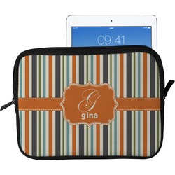 Orange & Blue Stripes Tablet Case / Sleeve - Large (Personalized)