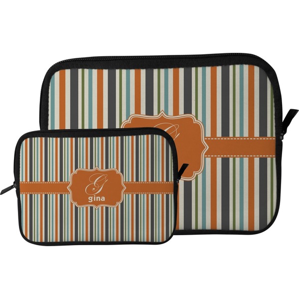 Orange & Blue Stripes Tablet Sleeve (Size Comparison)
