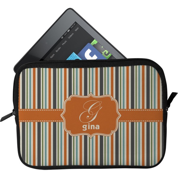 Custom Orange & Blue Stripes Tablet Case / Sleeve - Small (Personalized)