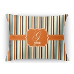 Orange & Blue Stripes Rectangular Throw Pillow Case (Personalized)