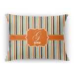 Orange & Blue Stripes Rectangular Throw Pillow Case - 12"x18" (Personalized)