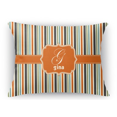 Orange & Blue Stripes Rectangular Throw Pillow - 18"x24" (Personalized)