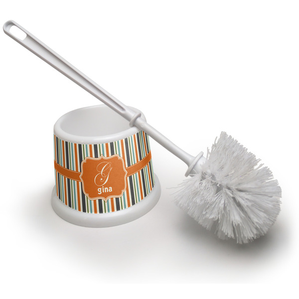 Custom Orange & Blue Stripes Toilet Brush (Personalized)