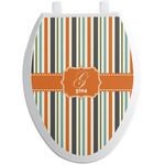 Orange & Blue Stripes Toilet Seat Decal - Elongated (Personalized)