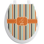 Orange & Blue Stripes Toilet Seat Decal (Personalized)