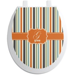 Orange & Blue Stripes Toilet Seat Decal (Personalized)