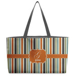 Orange & Blue Stripes Beach Totes Bag - w/ Black Handles (Personalized)