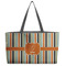 Orange & Blue Stripes Beach Totes Bag - w/ Black Handles (Personalized)