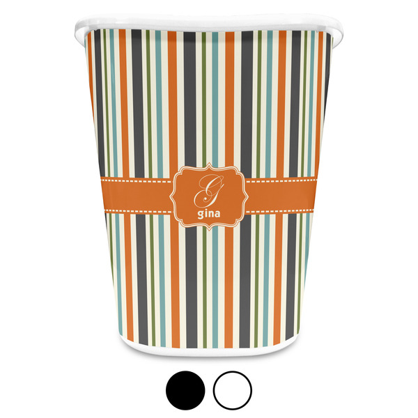 Orange & Blue Stripes Custom Waste Basket