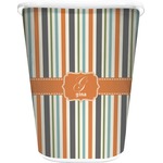 Orange & Blue Stripes Waste Basket (Personalized)