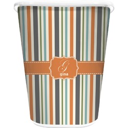 Orange & Blue Stripes Waste Basket - Double Sided (White) (Personalized)