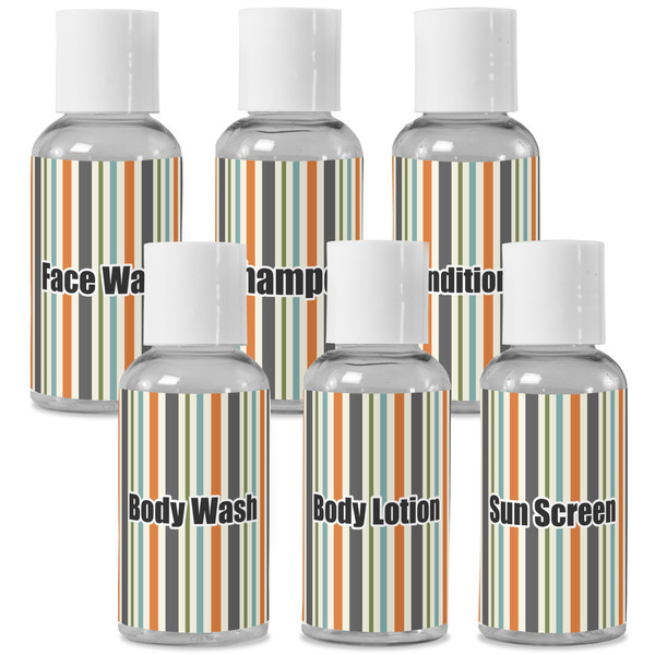 Custom Orange & Blue Stripes Travel Bottles (Personalized)