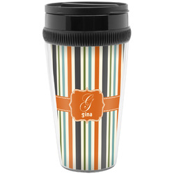 Orange & Blue Stripes Acrylic Travel Mug without Handle (Personalized)