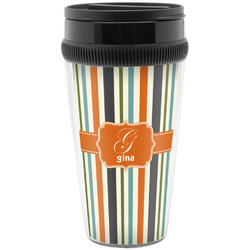 Orange & Blue Stripes Acrylic Travel Mug without Handle (Personalized)