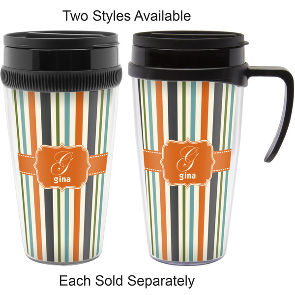 Orange & Blue Stripes Travel Mugs - with & without Handle