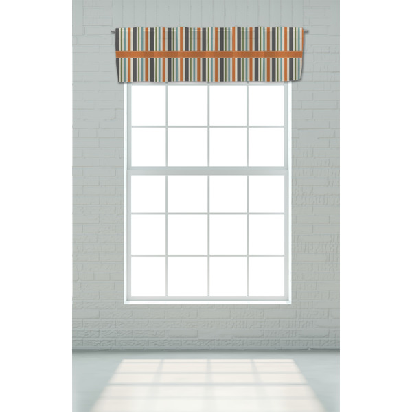Orange & Blue Stripes Valance - On window