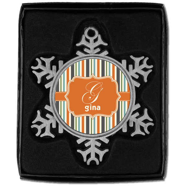 Orange & Blue Stripes Vintage Snowflake - In box