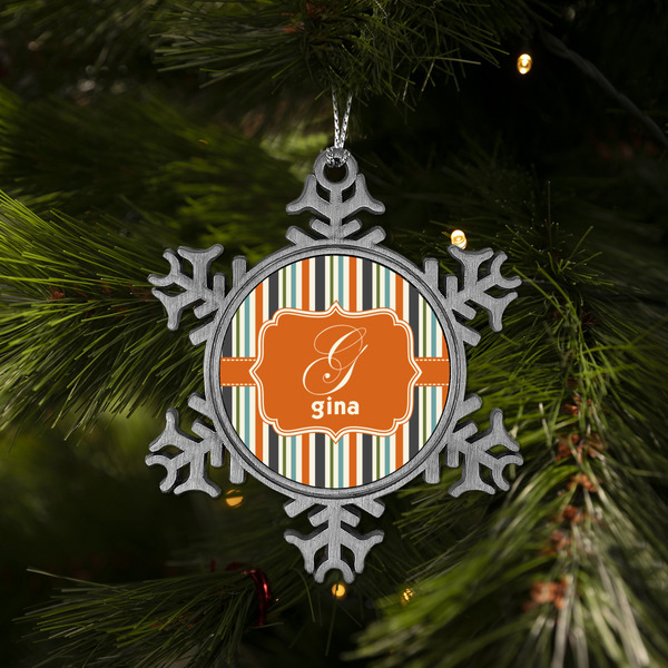 Orange & Blue Stripes Vintage Snowflake - (LIFESTYLE)