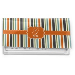 Orange & Blue Stripes Vinyl Checkbook Cover (Personalized)