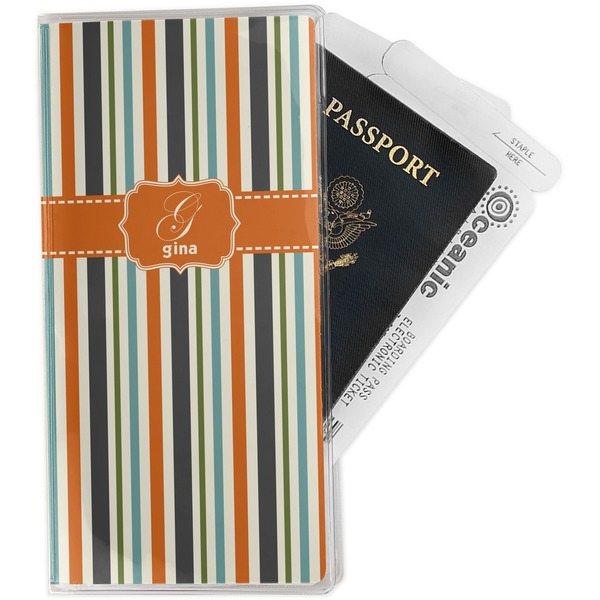 Custom Orange & Blue Stripes Travel Document Holder