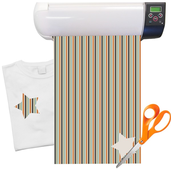 Custom Orange & Blue Stripes Heat Transfer Vinyl Sheet (12"x18")