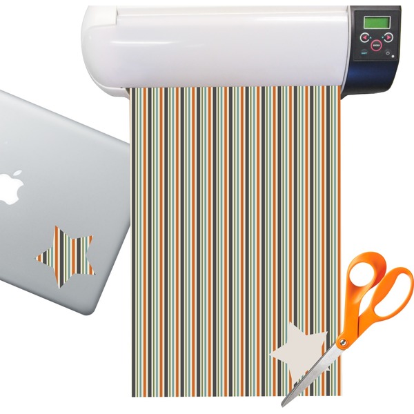 Custom Orange & Blue Stripes Sticker Vinyl Sheet (Permanent)