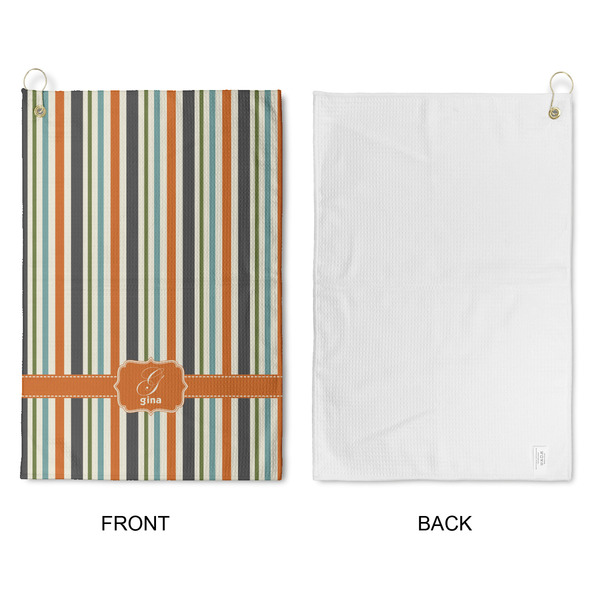 Orange & Blue Stripes Waffle Weave Golf Towel - Approval