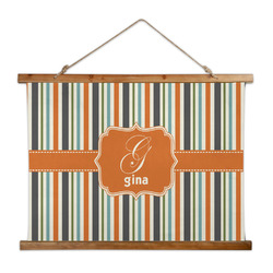 Orange & Blue Stripes Wall Hanging Tapestry - Wide (Personalized)