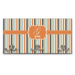 Orange & Blue Stripes Wall Mounted Coat Rack (Personalized)