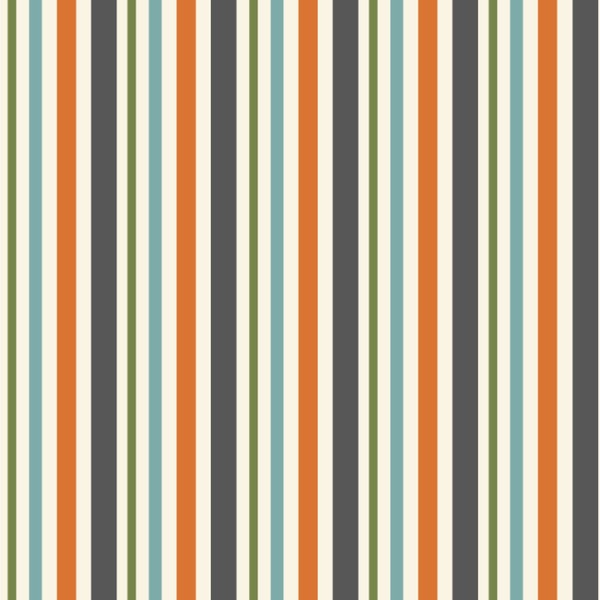 Custom Orange & Blue Stripes Wallpaper & Surface Covering (Water Activated 24"x 24" Sample)