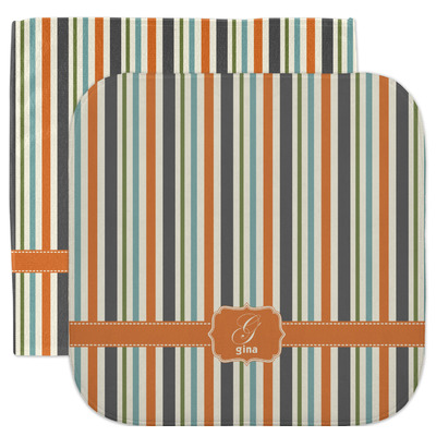 Orange & Blue Stripes Facecloth / Wash Cloth (Personalized)