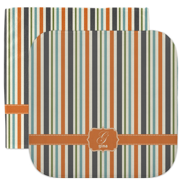 Custom Orange & Blue Stripes Facecloth / Wash Cloth (Personalized)