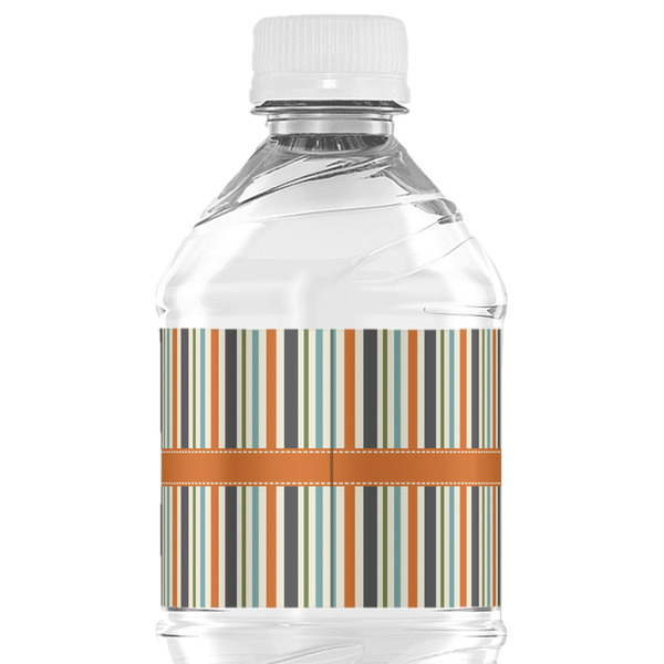 Orange & Blue Stripes Water Bottle Label - Back View
