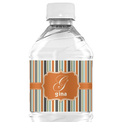 Orange & Blue Stripes Water Bottle Labels - Custom Sized (Personalized)