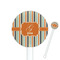 Orange & Blue Stripes White Plastic 5.5" Stir Stick - Round - Closeup