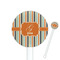 Orange & Blue Stripes 5.5" Round Plastic Stir Sticks - White - Double Sided (Personalized)