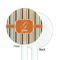 Orange & Blue Stripes White Plastic 5.5" Stir Stick - Single Sided - Round - Front & Back