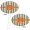 Orange & Blue Stripes White Plastic 7" Stir Stick - Double Sided - Oval - Front & Back