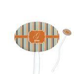 Orange & Blue Stripes Oval Plastic Stir Sticks (Personalized)