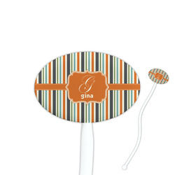 Orange & Blue Stripes Oval Plastic Stir Sticks (Personalized)