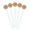 Orange & Blue Stripes White Plastic 7" Stir Stick - Round - Fan View