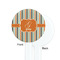 Orange & Blue Stripes White Plastic 7" Stir Stick - Single Sided - Round - Front & Back