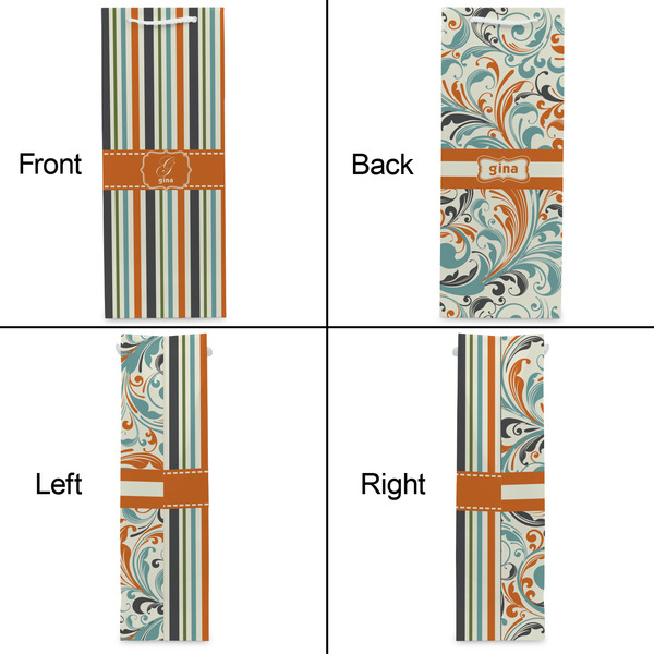 Orange & Blue Stripes Wine Gift Bag - Gloss - Approval